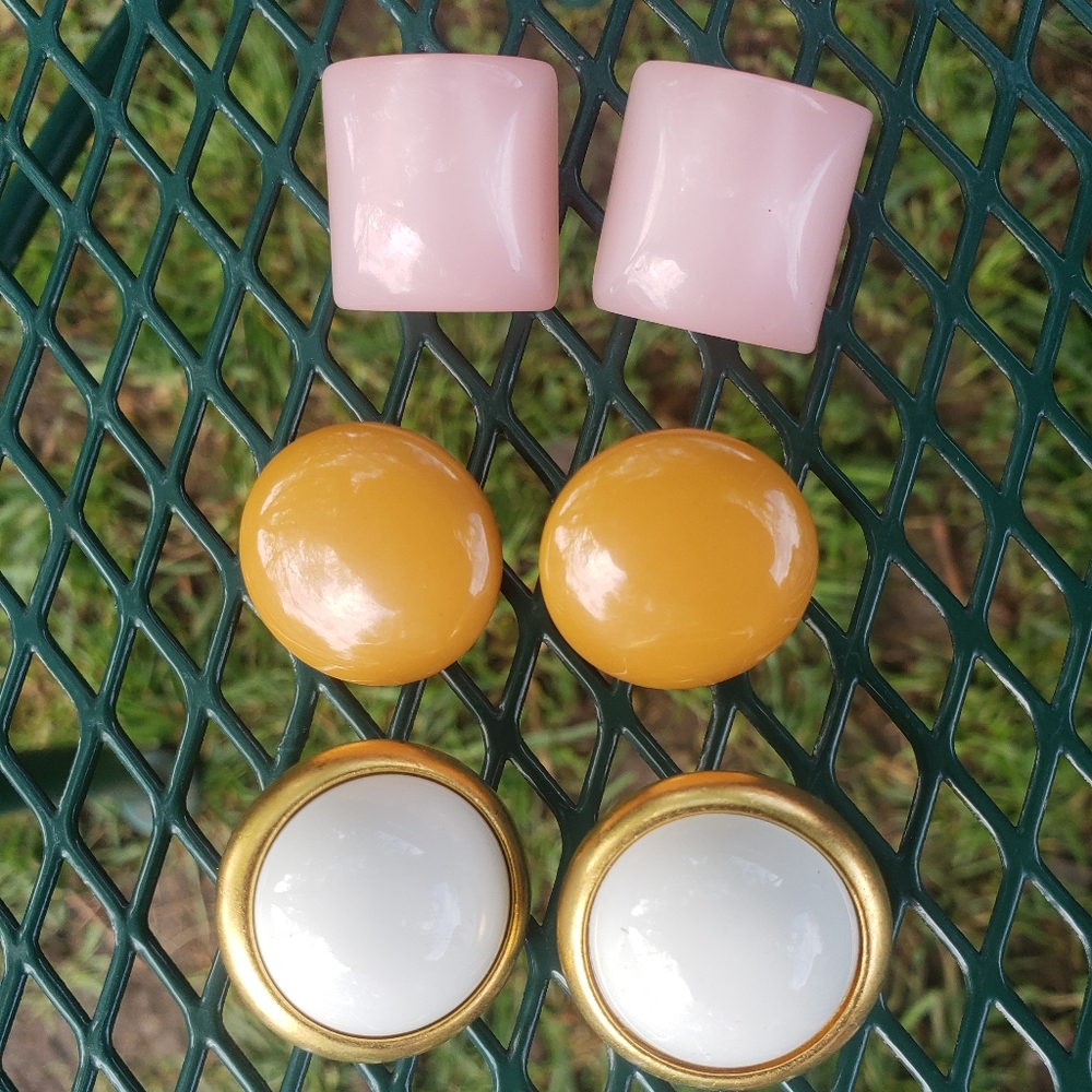 3 pair bundle of vintage clip on earrings